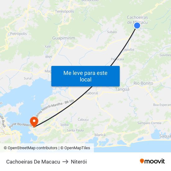 Cachoeiras De Macacu to Niterói map