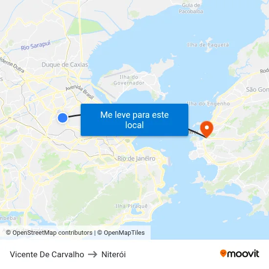 Vicente De Carvalho to Niterói map