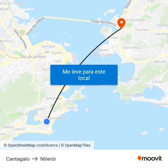 Cantagalo to Niterói map
