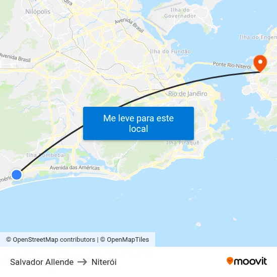 Salvador Allende to Niterói map
