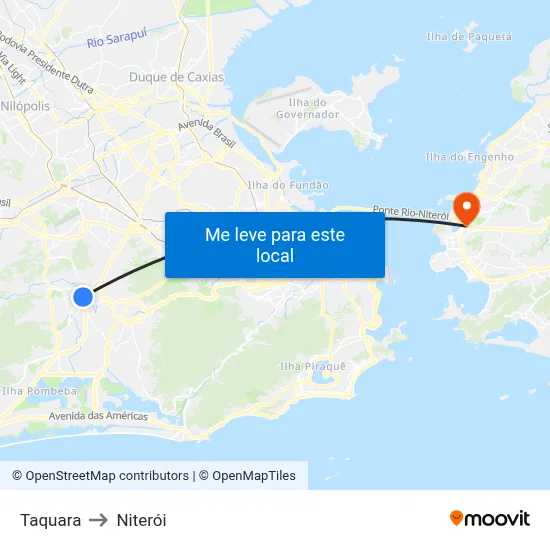 Taquara to Niterói map