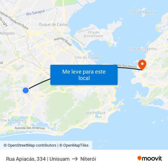 Rua Apiacás, 334 | Unisuam to Niterói map