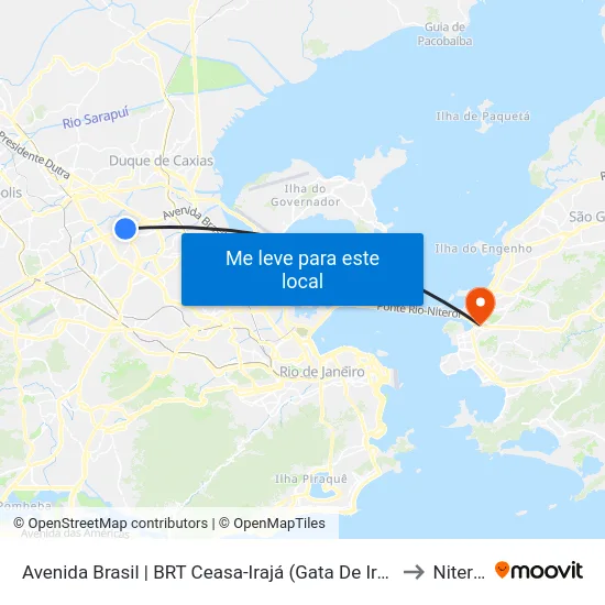 Avenida Brasil | BRT Ceasa-Irajá (Gata De Irajá) to Niterói map