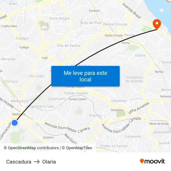 Cascadura to Olaria map