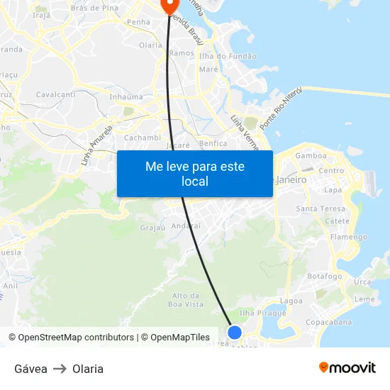 Gávea to Olaria map