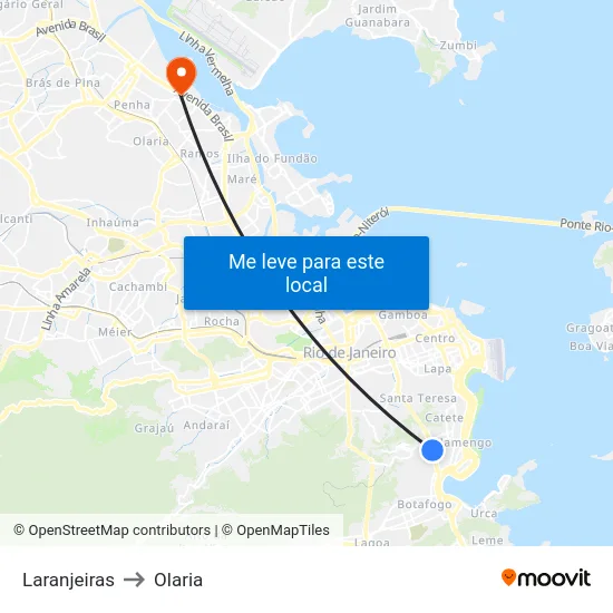 Laranjeiras to Olaria map