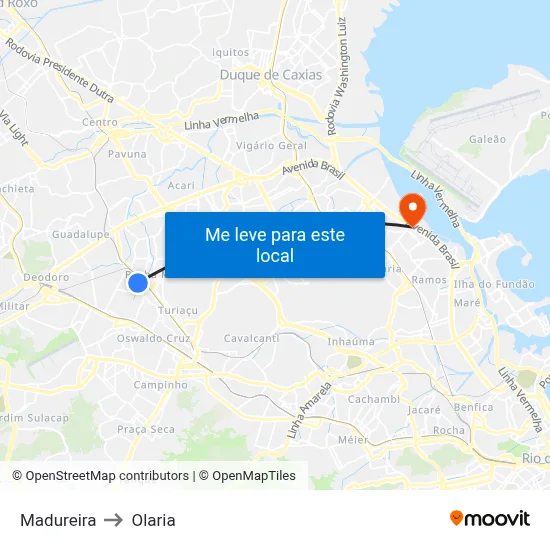 Madureira to Olaria map