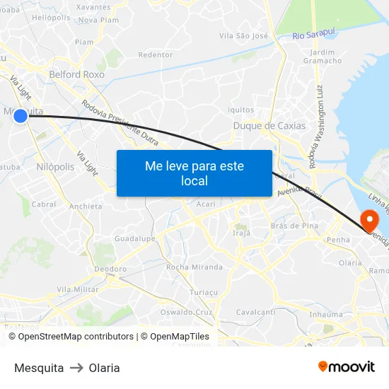 Mesquita to Olaria map