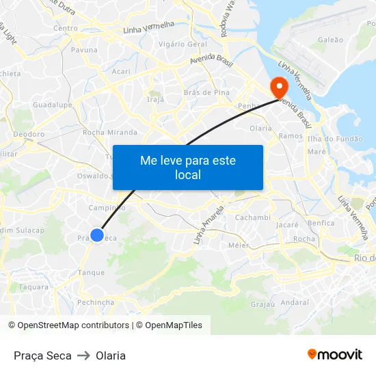 Praça Seca to Olaria map