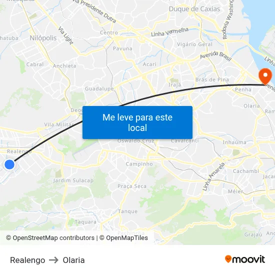 Realengo to Olaria map