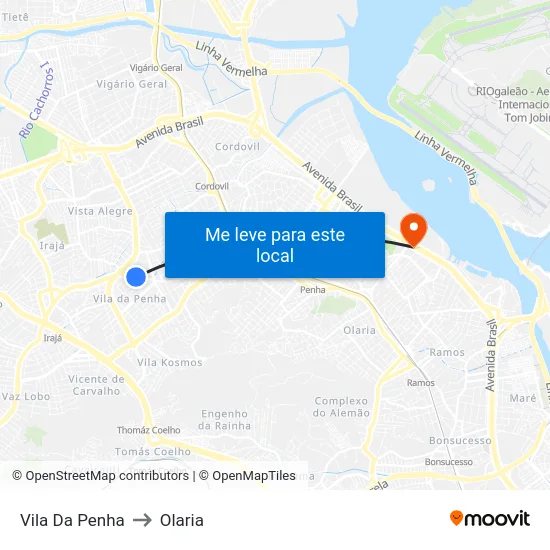 Vila Da Penha to Olaria map