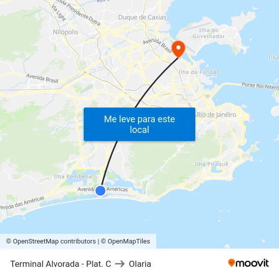 Terminal Alvorada - Plat. C to Olaria map
