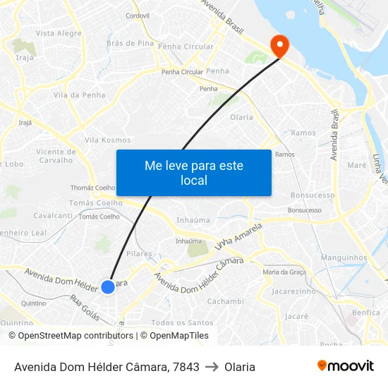 Avenida Dom Hélder Câmara, 7843 to Olaria map