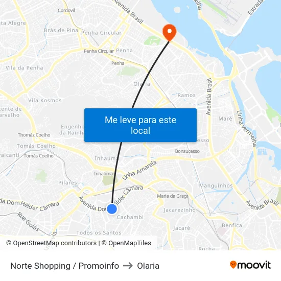 Norte Shopping / Promoinfo to Olaria map