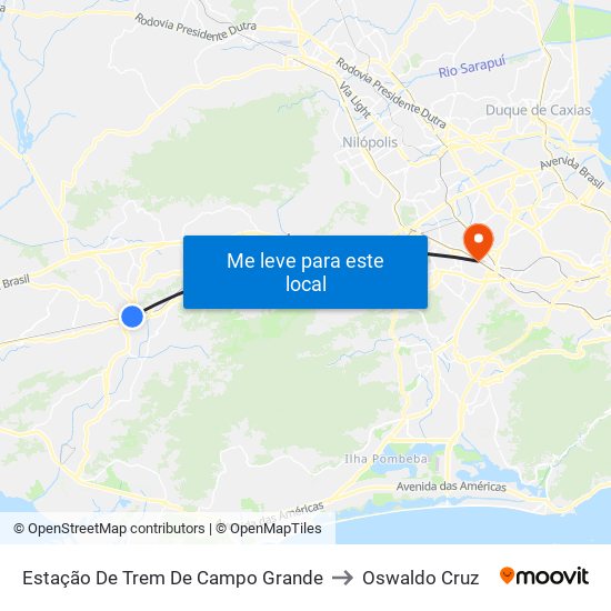 Estação De Trem De Campo Grande to Oswaldo Cruz map