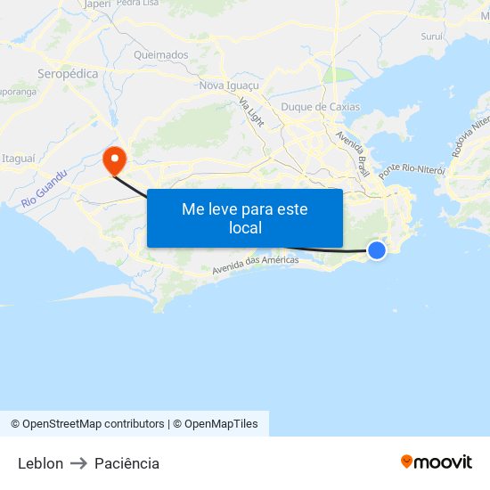 Leblon to Paciência map