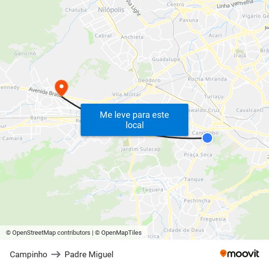 Campinho to Padre Miguel map