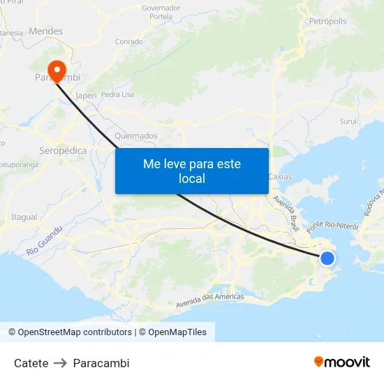 Catete to Paracambi map