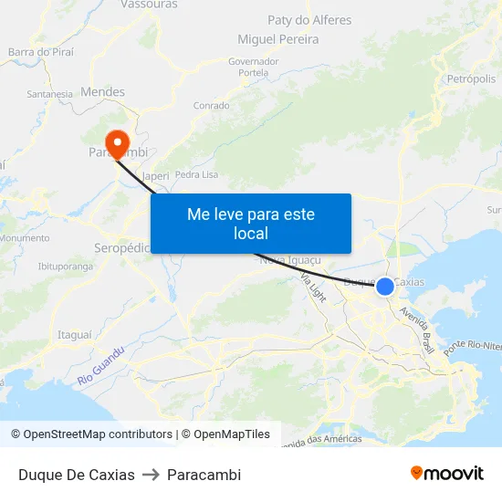 Duque De Caxias to Paracambi map