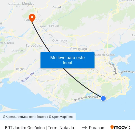 BRT Jardim Oceânico | Term. Nuta James to Paracambi map