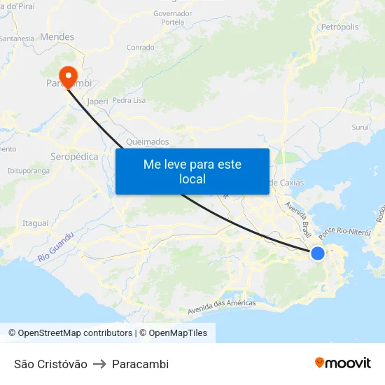São Cristóvão to Paracambi map