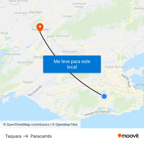 Taquara to Paracambi map