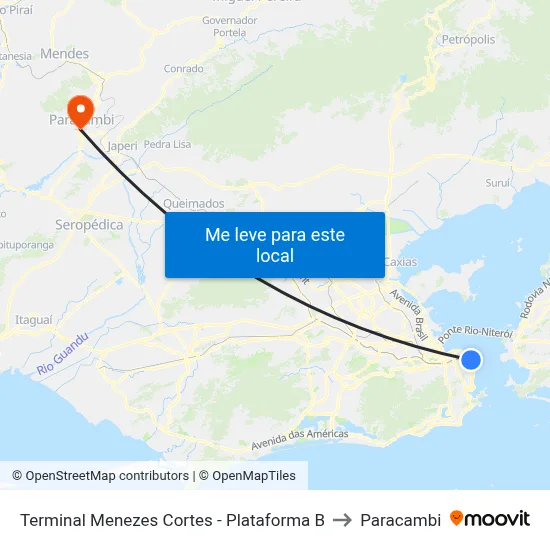 Terminal Menezes Cortes - Plataforma B to Paracambi map