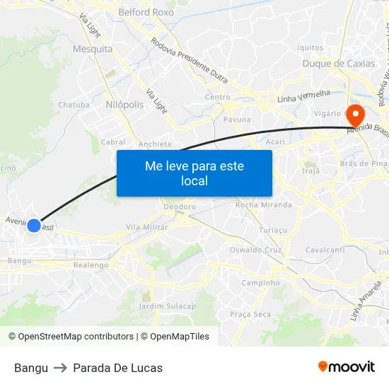Bangu to Parada De Lucas map