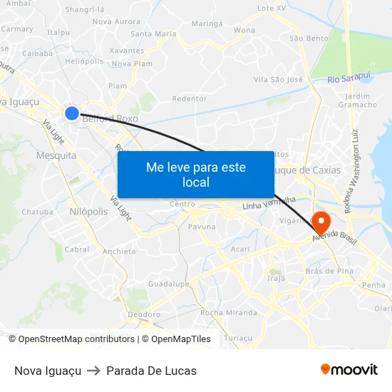 Nova Iguaçu to Parada De Lucas map