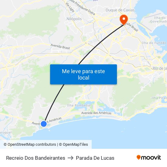 Recreio Dos Bandeirantes to Parada De Lucas map