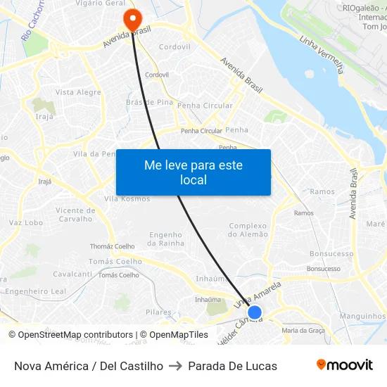 Nova América / Del Castilho to Parada De Lucas map