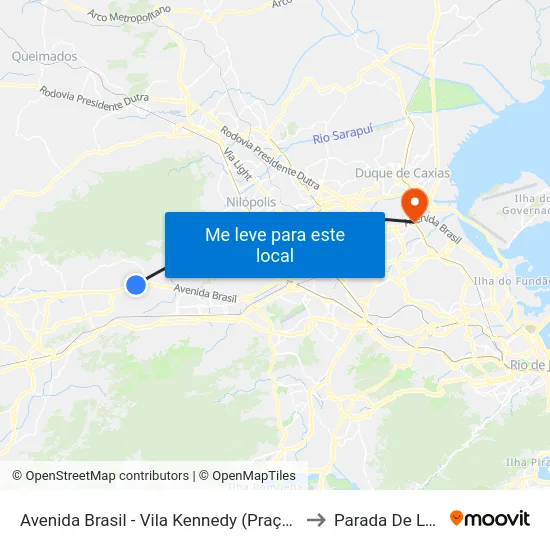 Avenida Brasil - Vila Kennedy (Praça Miami) to Parada De Lucas map