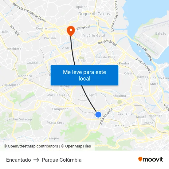 Encantado to Parque Colúmbia map