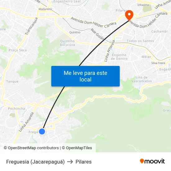 Freguesia (Jacarepaguá) to Pilares map