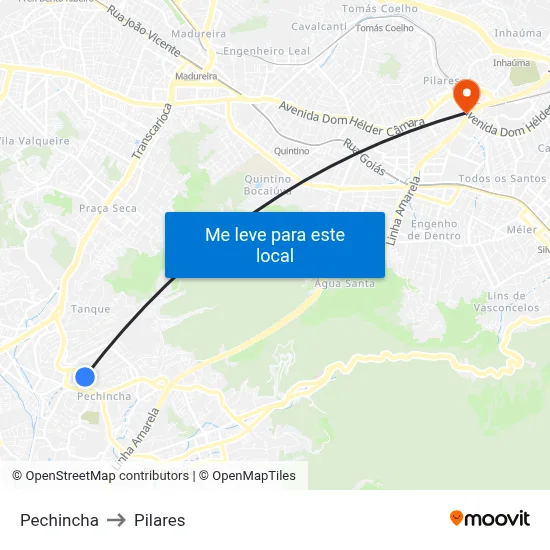 Pechincha to Pilares map