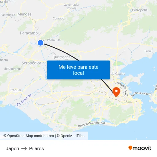 Japeri to Pilares map