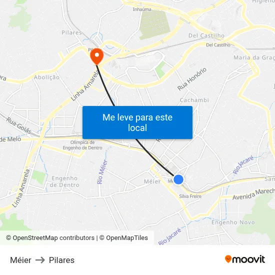 Méier to Pilares map