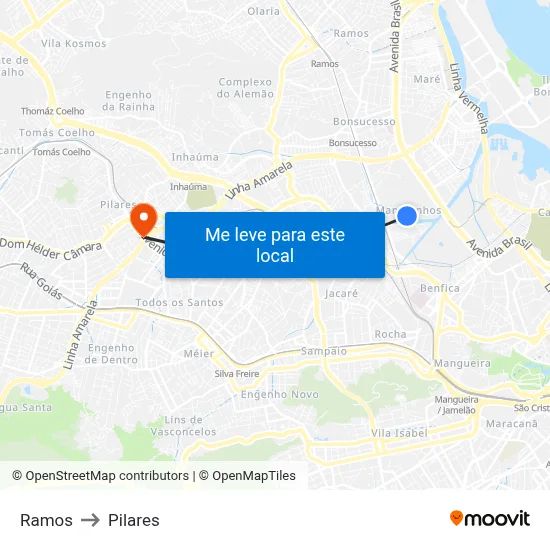 Ramos to Pilares map