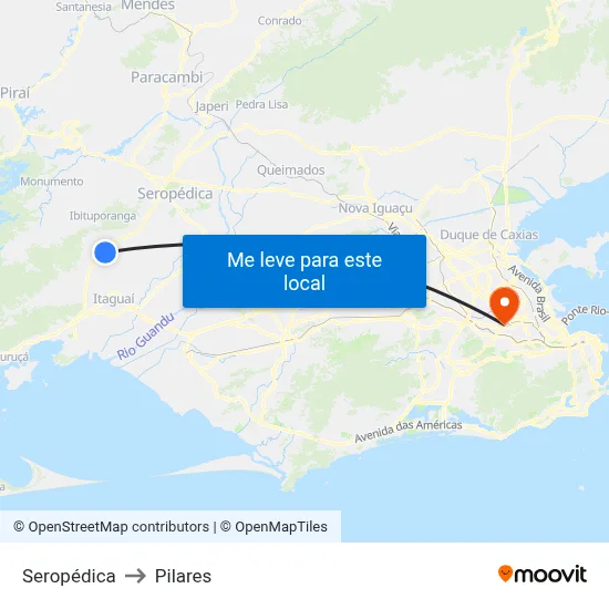Seropédica to Pilares map
