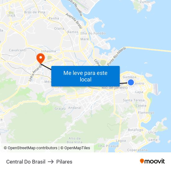 Central Do Brasil to Pilares map