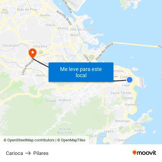 Carioca to Pilares map