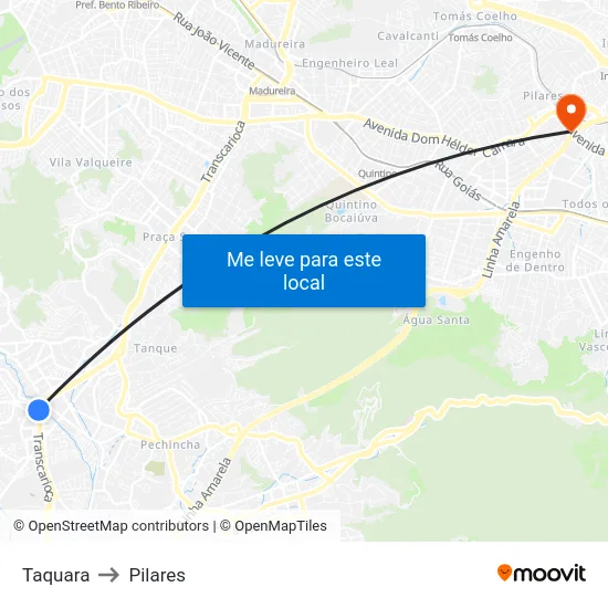 Taquara to Pilares map