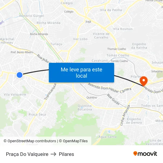 Praça Do Valqueire to Pilares map