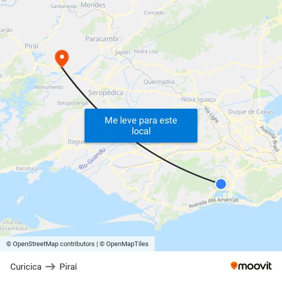 Curicica to Piraí map