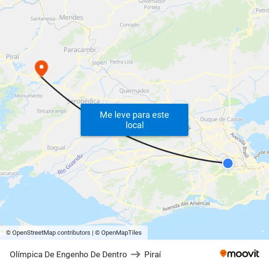 Olímpica De Engenho De Dentro to Piraí map