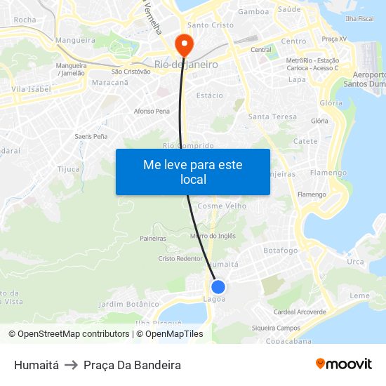 Humaitá to Praça Da Bandeira map
