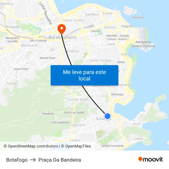 Botafogo to Praça Da Bandeira map
