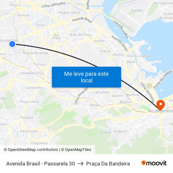 Avenida Brasil - Passarela 30 to Praça Da Bandeira map