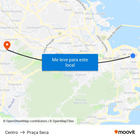 Centro to Praça Seca map