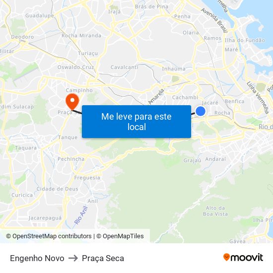 Engenho Novo to Praça Seca map